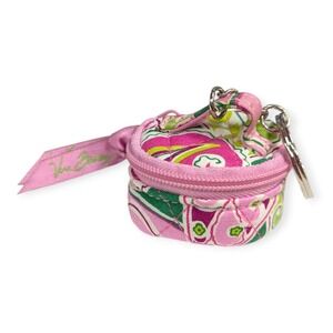 Vera Bradley Pink Green Paisley Quilted Cotton Pill Box Coin Purse Keychain